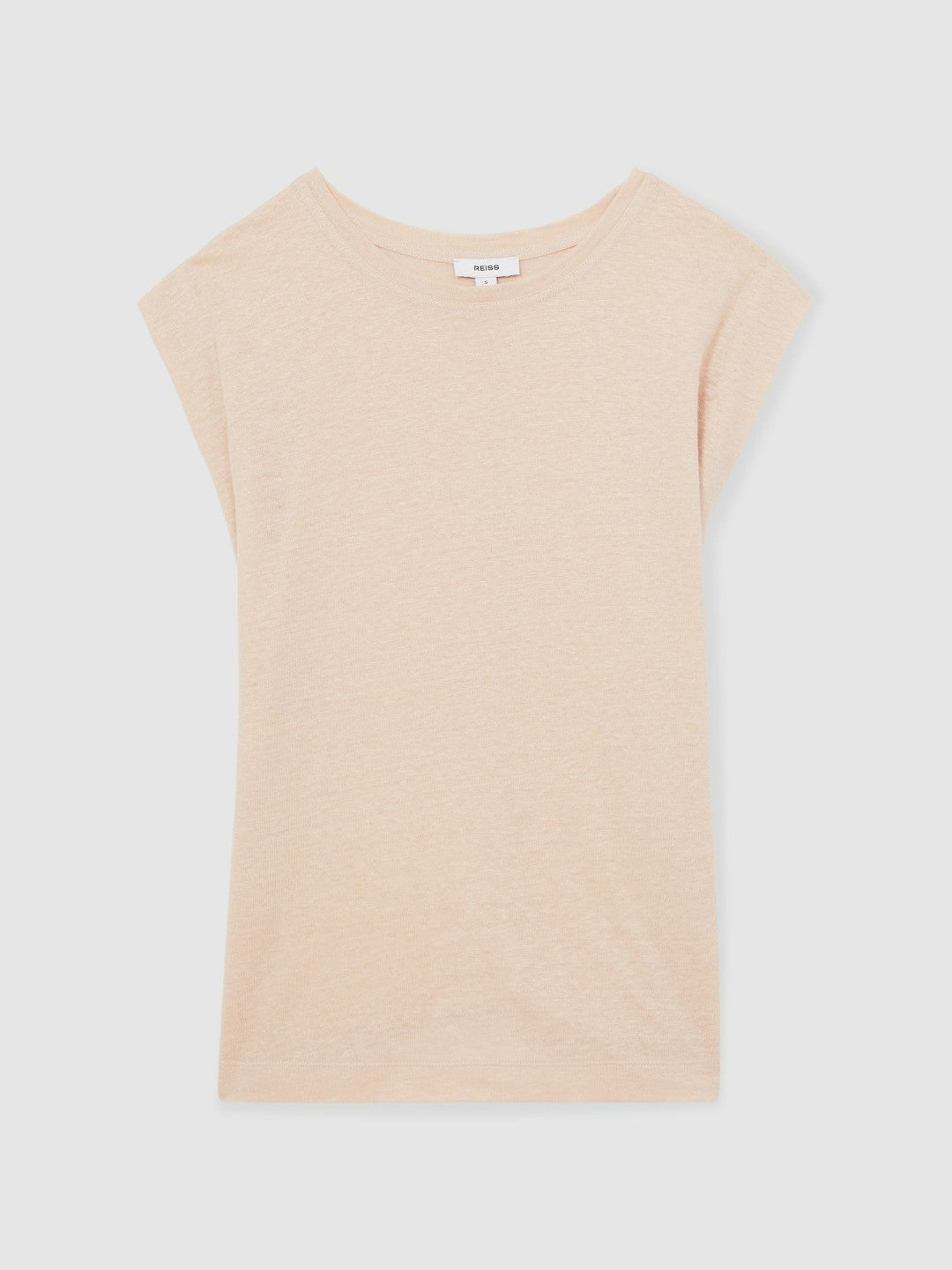 Linen Cap-Sleeve T-Shirt Peach | Womens