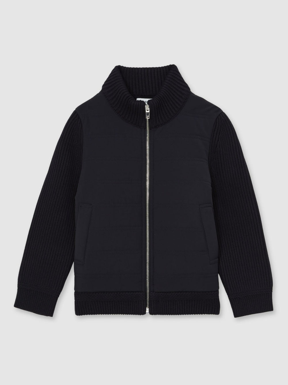 3-9 yrs Hybrid Quilt and Knit Zip Through Jacket Navy | Children