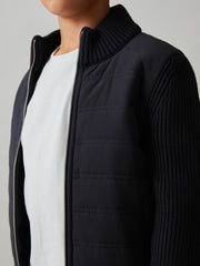 3-9 yrs Hybrid Quilt and Knit Zip Through Jacket Navy | Children