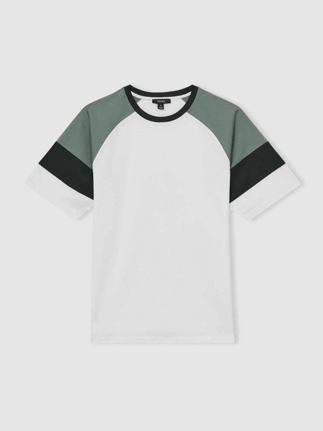 Mercerised-Cotton Colourblock T-Shirt White/Sage | Mens