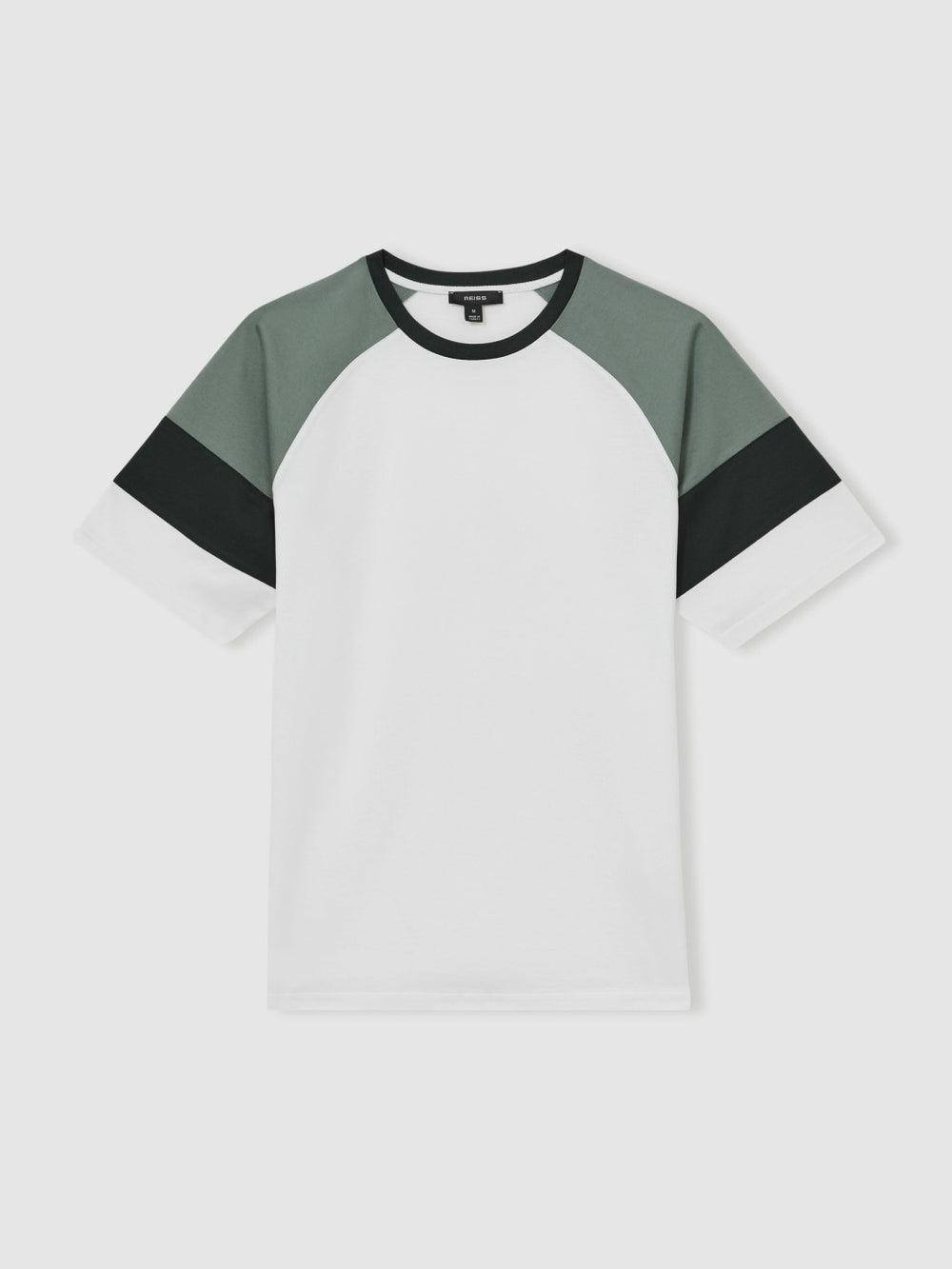 Mercerised-Cotton Colourblock T-Shirt White/Sage | Mens