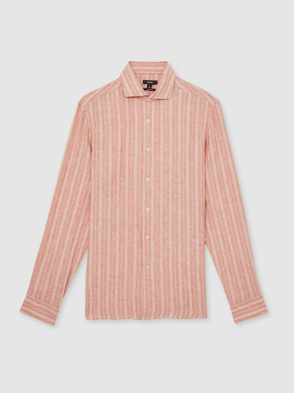 Linen Striped Long Sleeve Shirt Pink Rose/White Bengal Stripe | Mens