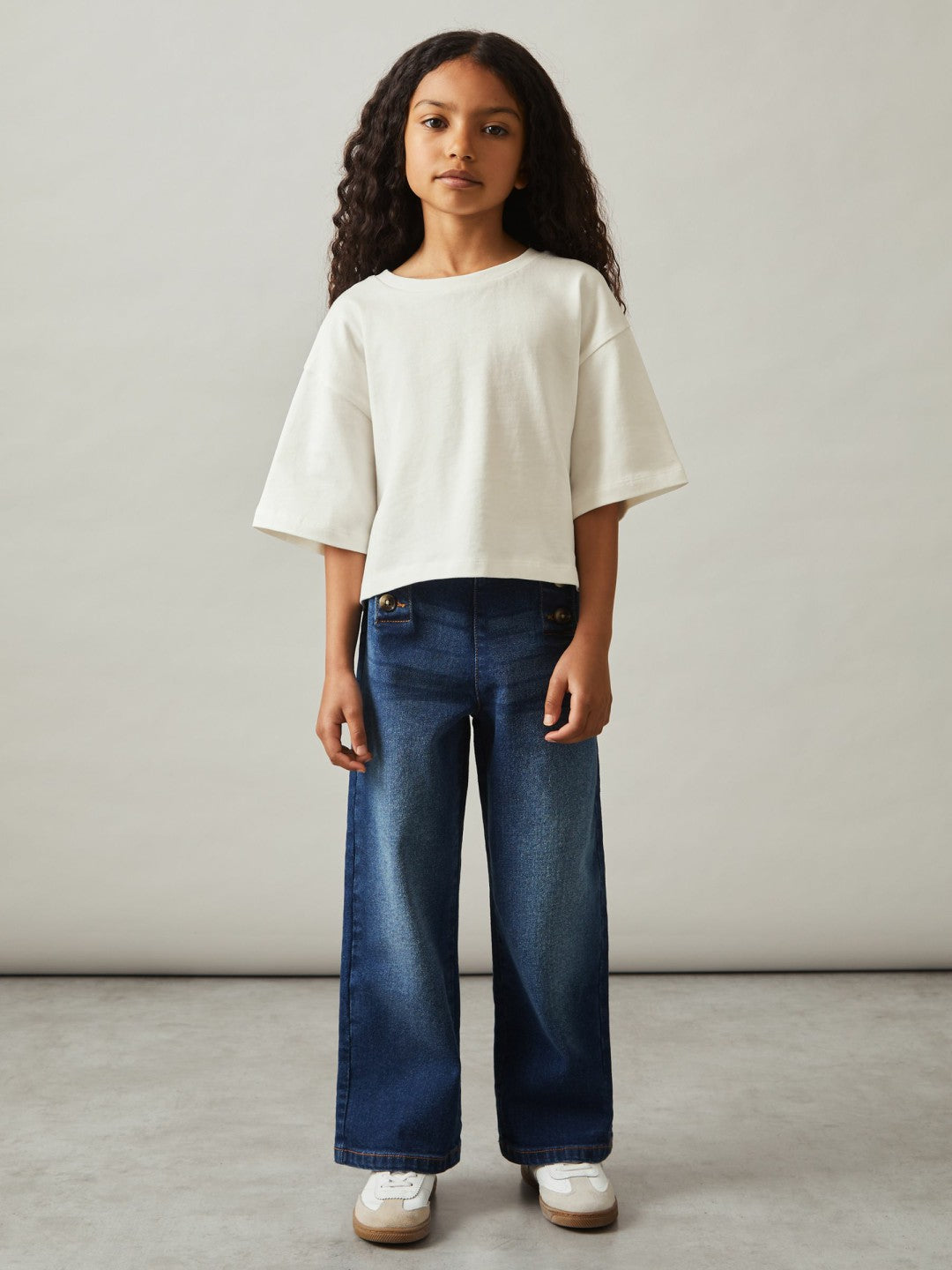 9-13 yrs Oversize Cotton Cropped T-Shirt Ivory | Children
