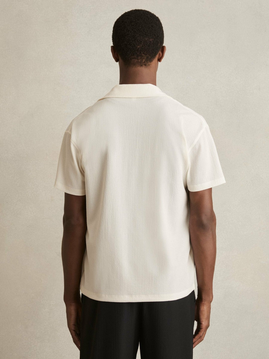 Graphic Print Cuban-Collar Shirt White | Mens
