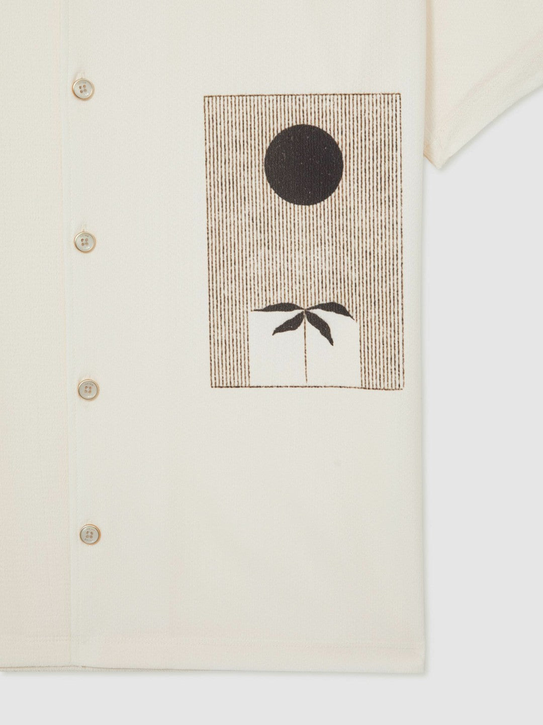 Graphic Print Cuban-Collar Shirt White | Mens