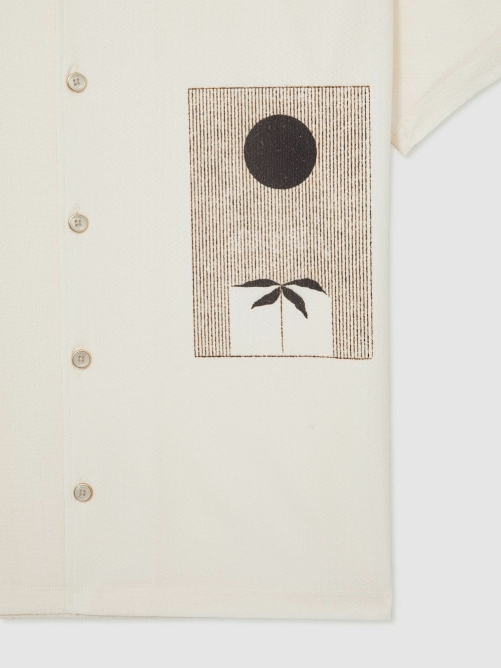 Graphic Print Cuban-Collar Shirt White | Mens