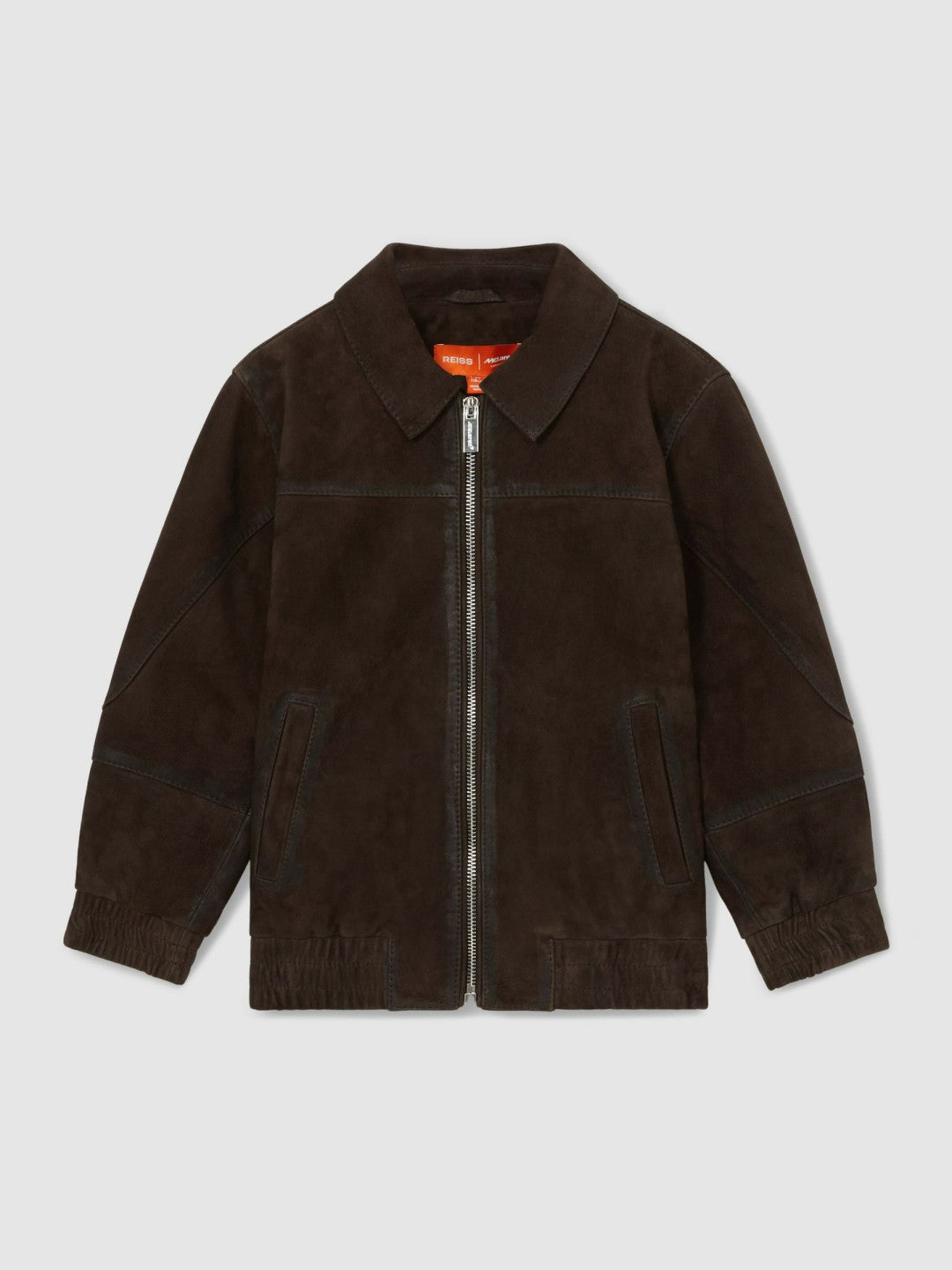 13-14 yrs Unisex Fit McLaren F1 Team Suede Bomber Jacket Distressed Brown | Children