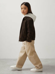 13-14 yrs Unisex Fit McLaren F1 Team Suede Bomber Jacket Distressed Brown | Children