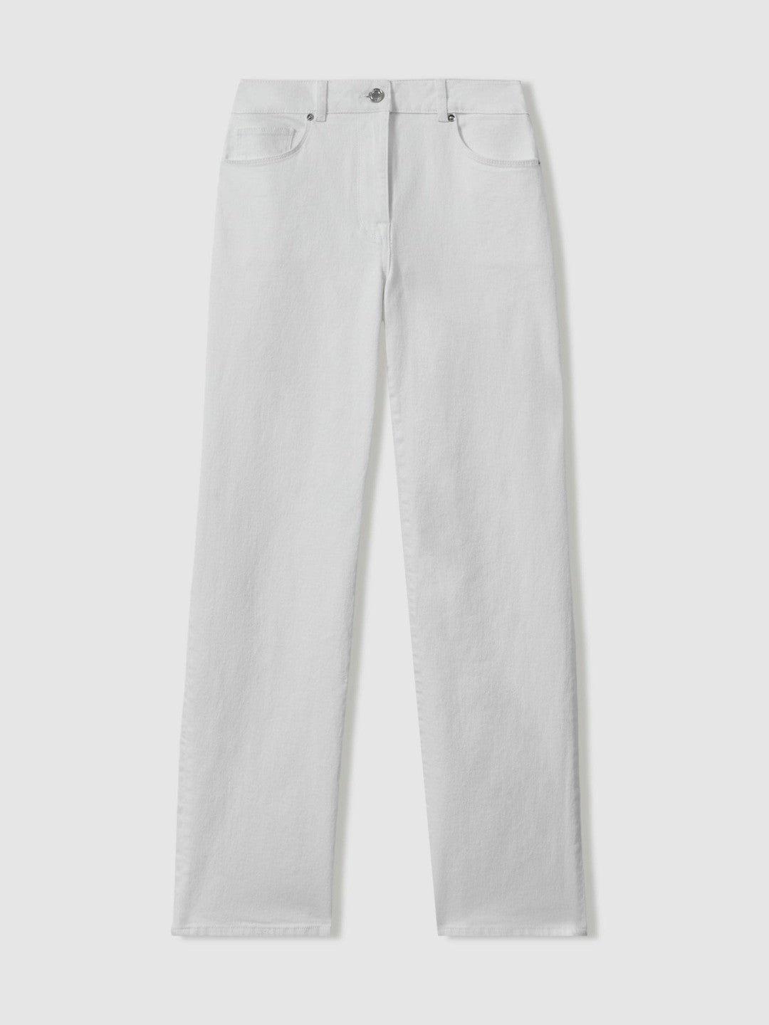 Petite Mid-Rise Straight-Leg Jeans White | Womens