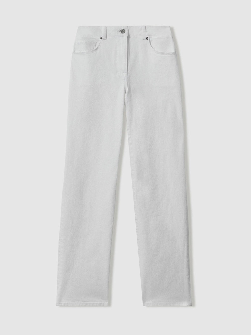 Petite Mid-Rise Straight-Leg Jeans White | Womens