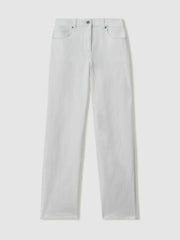 Petite Mid-Rise Straight-Leg Jeans White | Womens