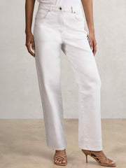 Petite Mid-Rise Straight-Leg Jeans White | Womens
