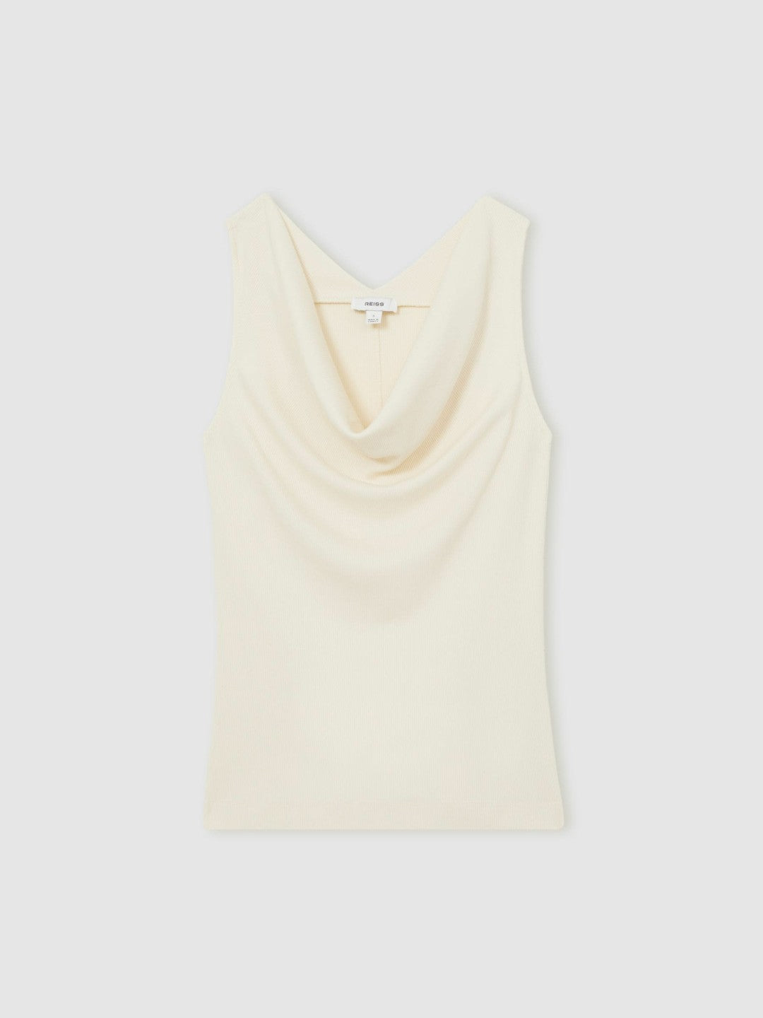 Ribbed Cowl-Neck Vest Ivory | Womens