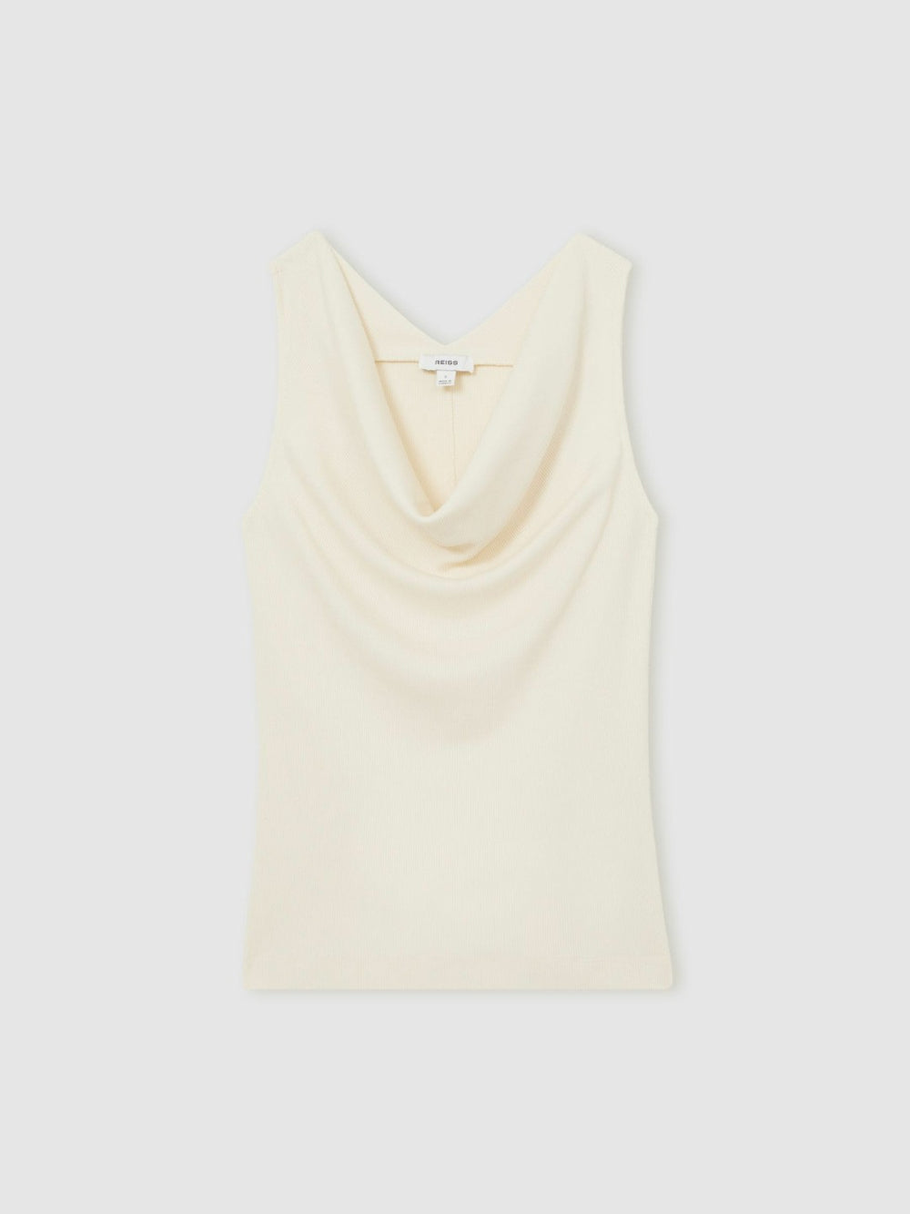 Ribbed Cowl-Neck Vest Ivory | Womens
