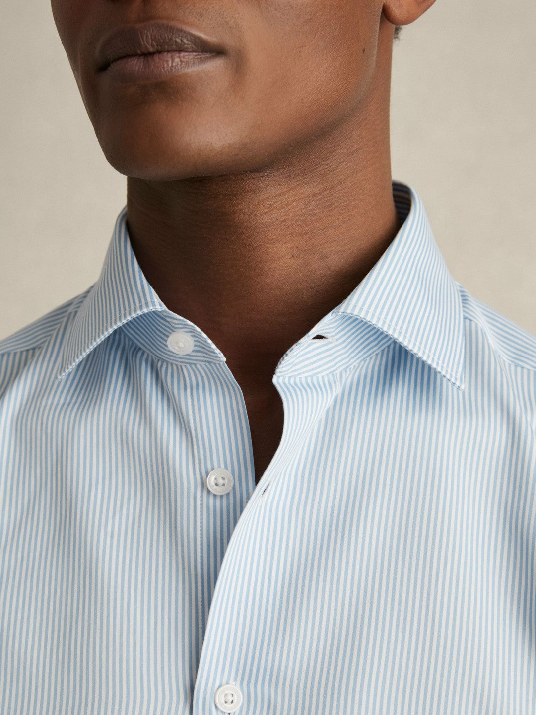 Regular Fit Cotton Sateen Shirt Blue Stripe | Mens