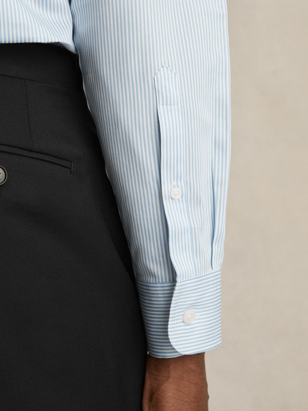 Regular Fit Cotton Sateen Shirt Blue Stripe | Mens