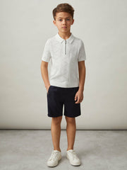 3-9 yrs Half-Zip Pointelle Polo Shirt Off White | Children