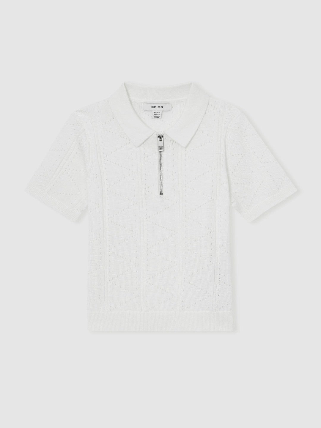 3-9 yrs Half-Zip Pointelle Polo Shirt Off White | Children