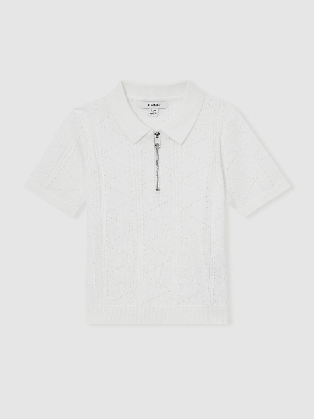 3-9 yrs Half-Zip Pointelle Polo Shirt Off White | Children