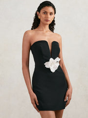Halston Strapless Fitted Mini Dress Black | Womens