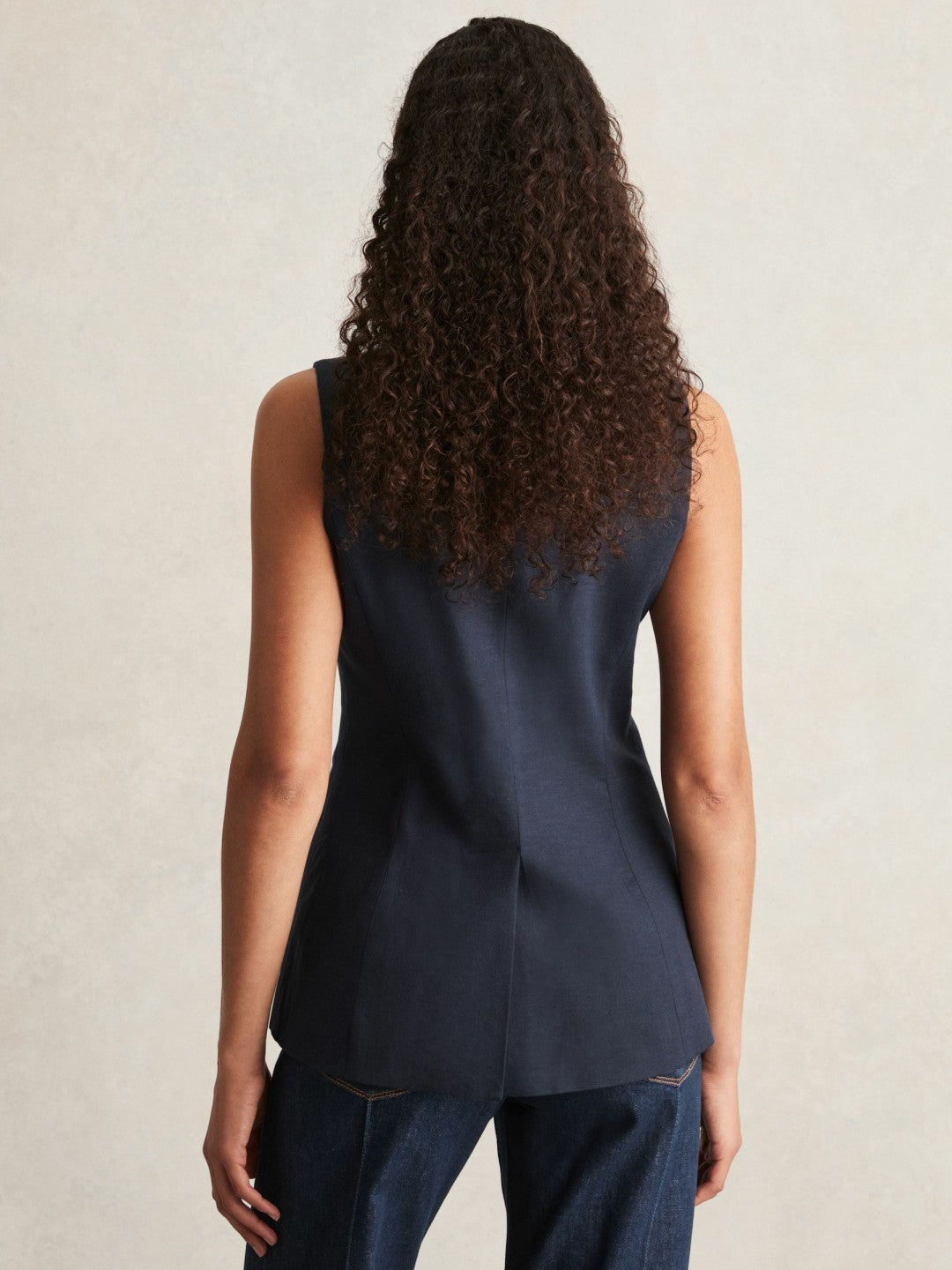 Paige Button-Through Vest Dark Ink Blue | Womens