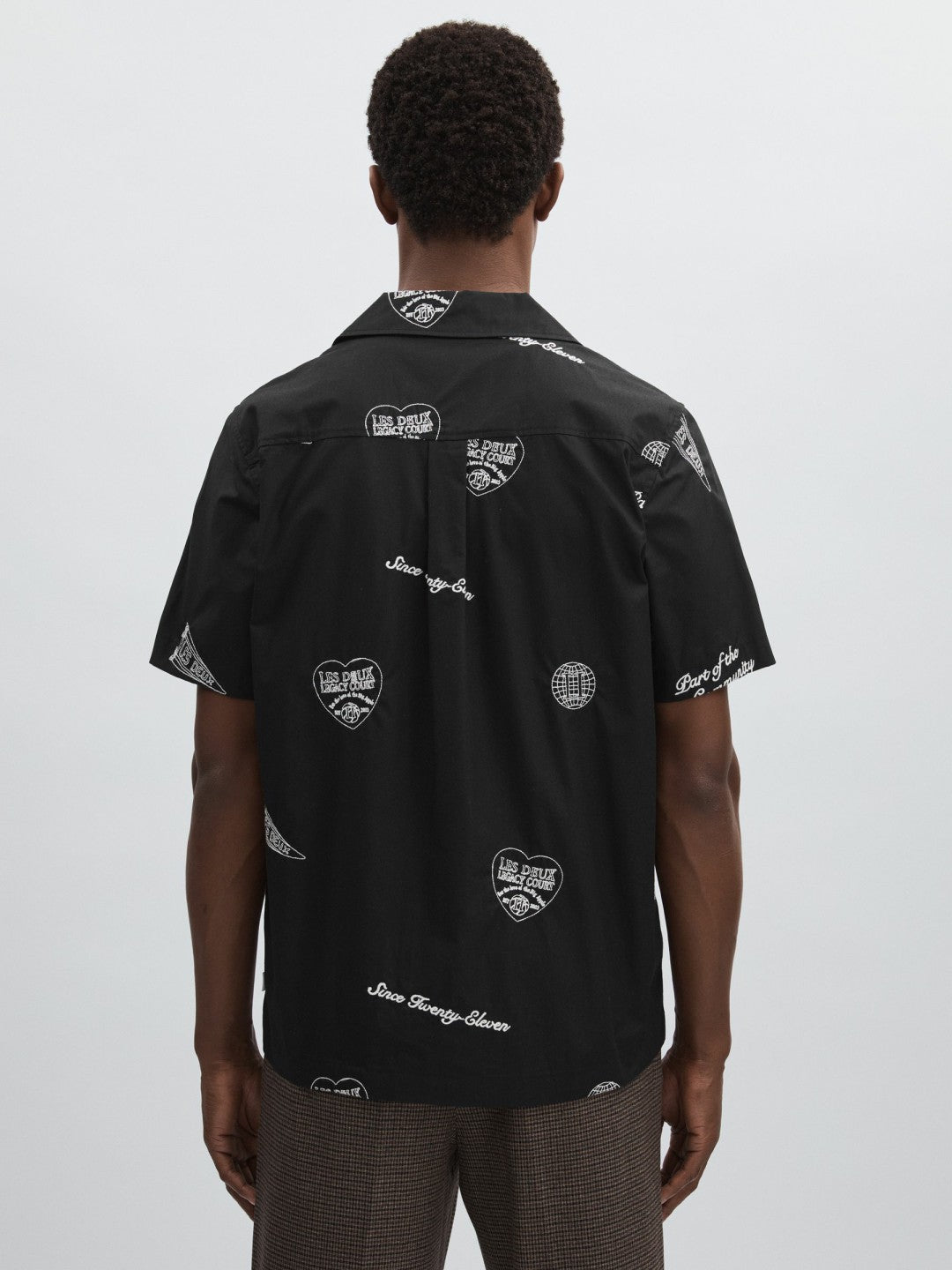 Les Deux Cotton Embroidered Shirt Black Print | Mens