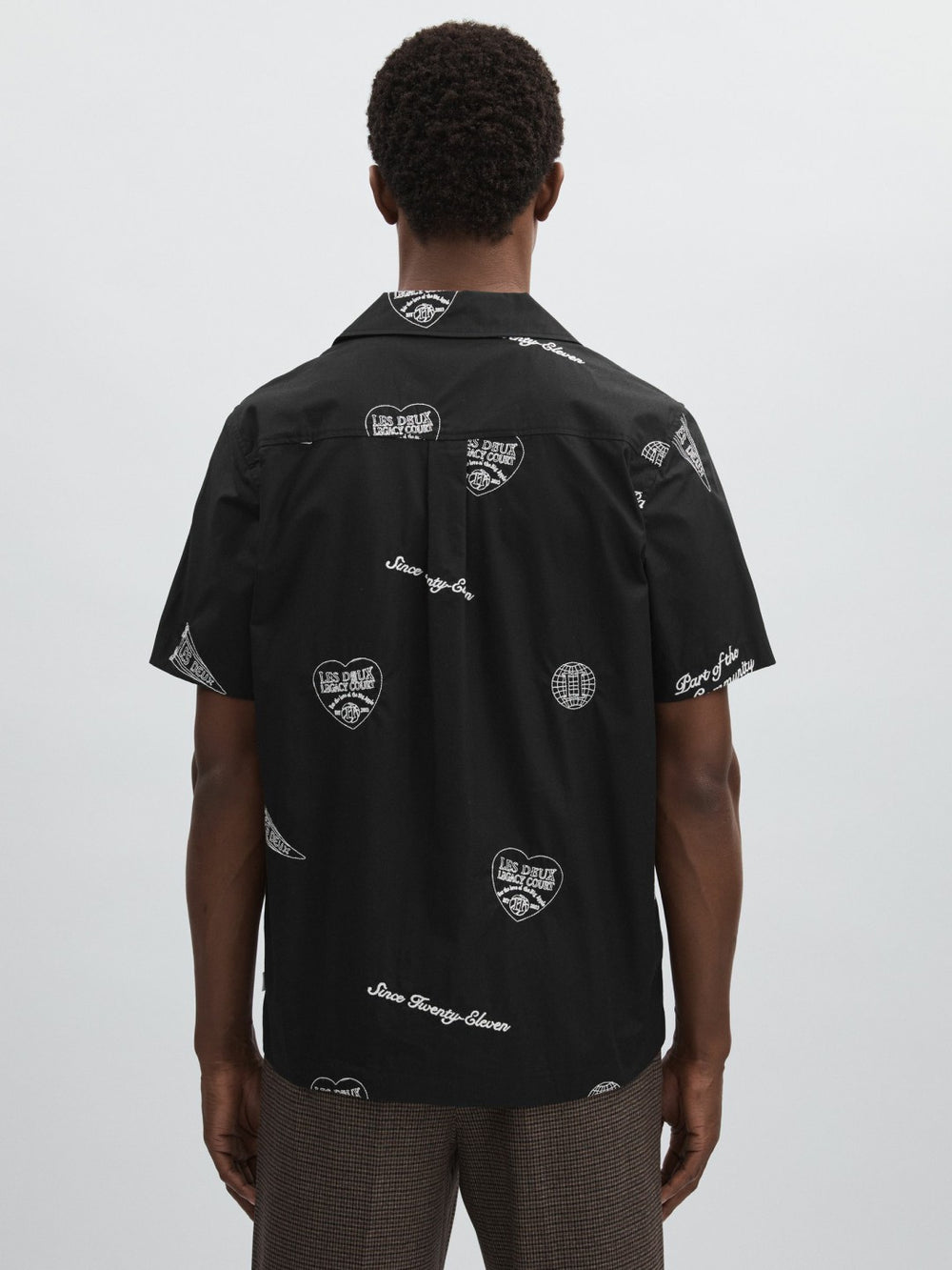 Les Deux Cotton Embroidered Shirt Black Print | Mens