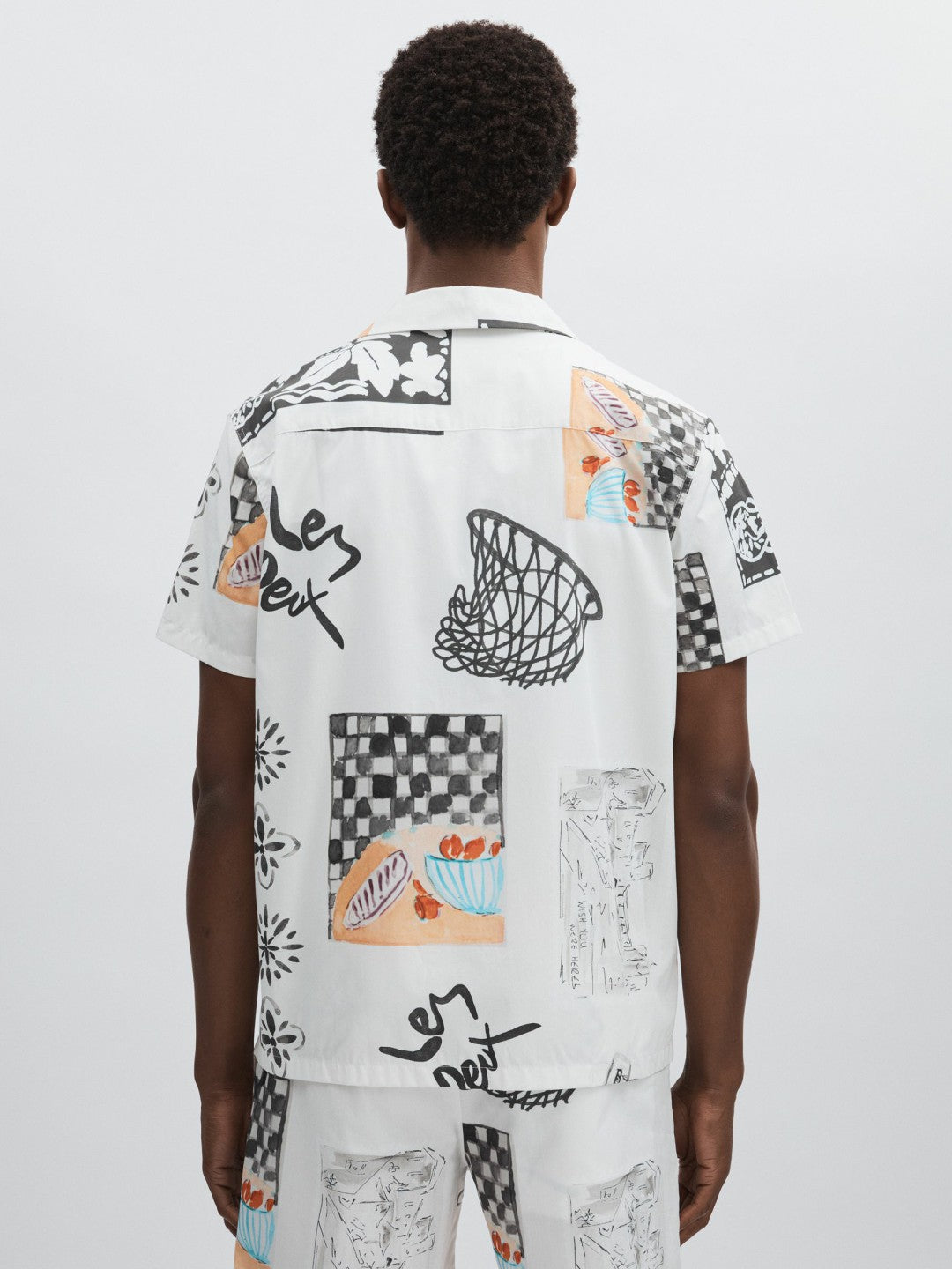 Les Deux Cotton Graphic-Print Shirt Ivory Print | Mens