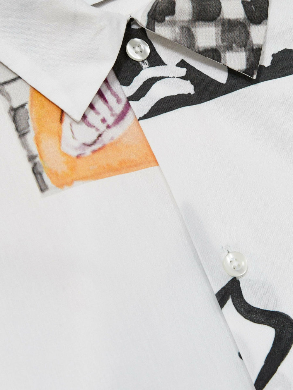 Les Deux Cotton Graphic-Print Shirt Ivory Print | Mens