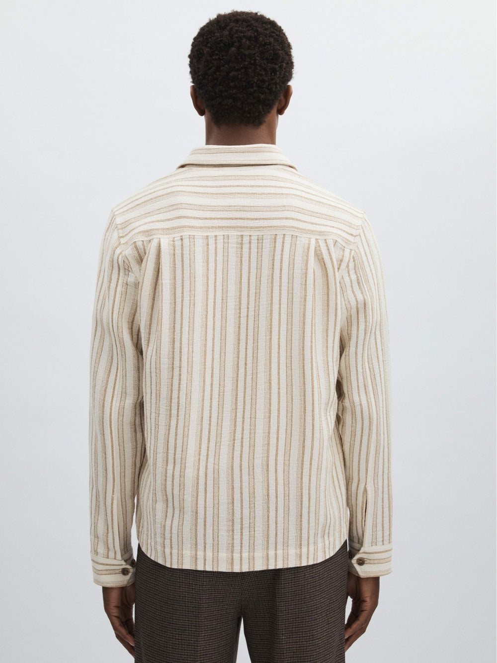 Les Deux Cotton-Blend Stripe Overshirt Ivory | Mens