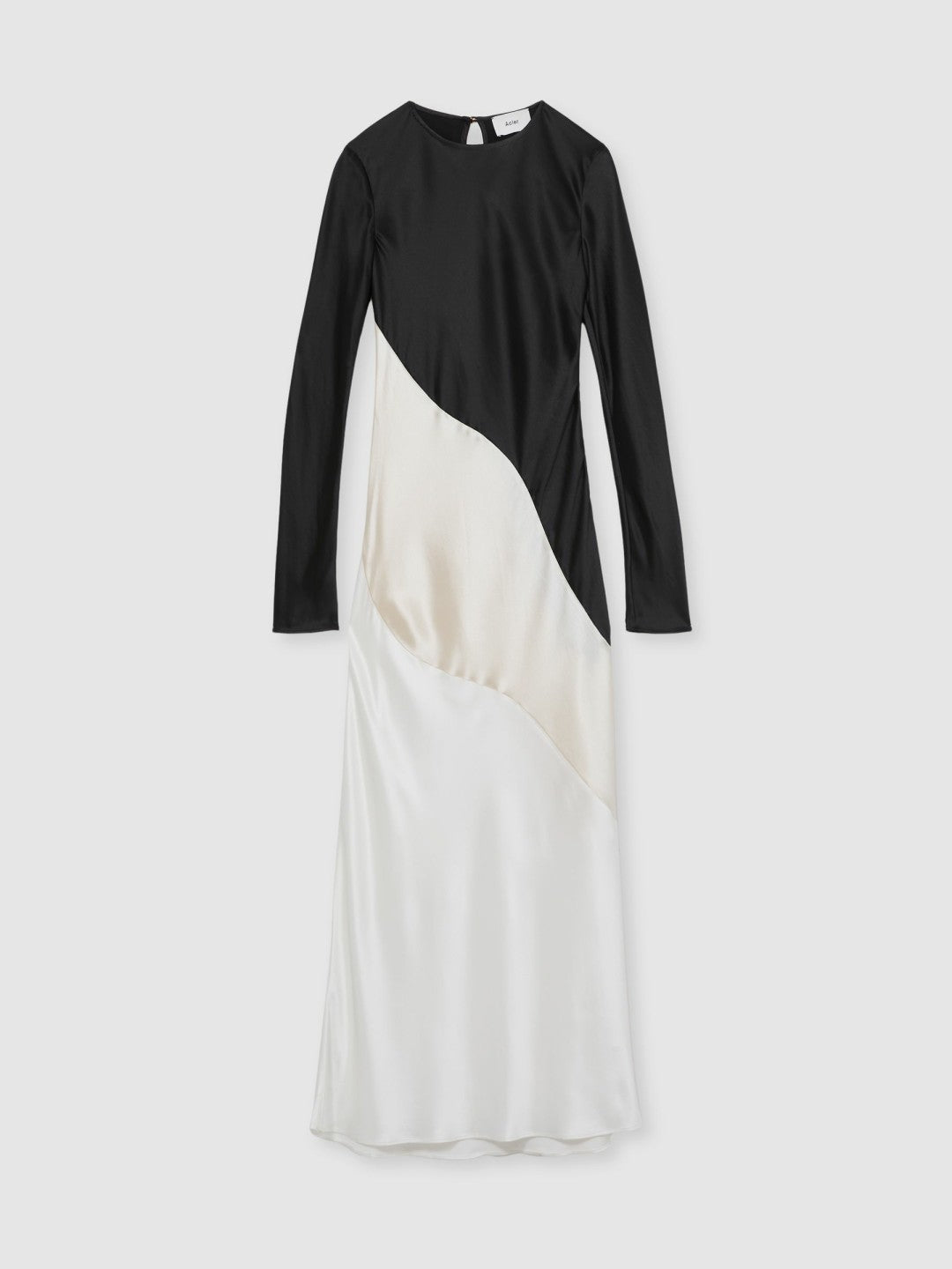 Acler Satin Colour Block Midi Dress Ivory/Black | Womens