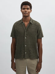 Les Deux Blend Lace Shirt Olive Green | Mens