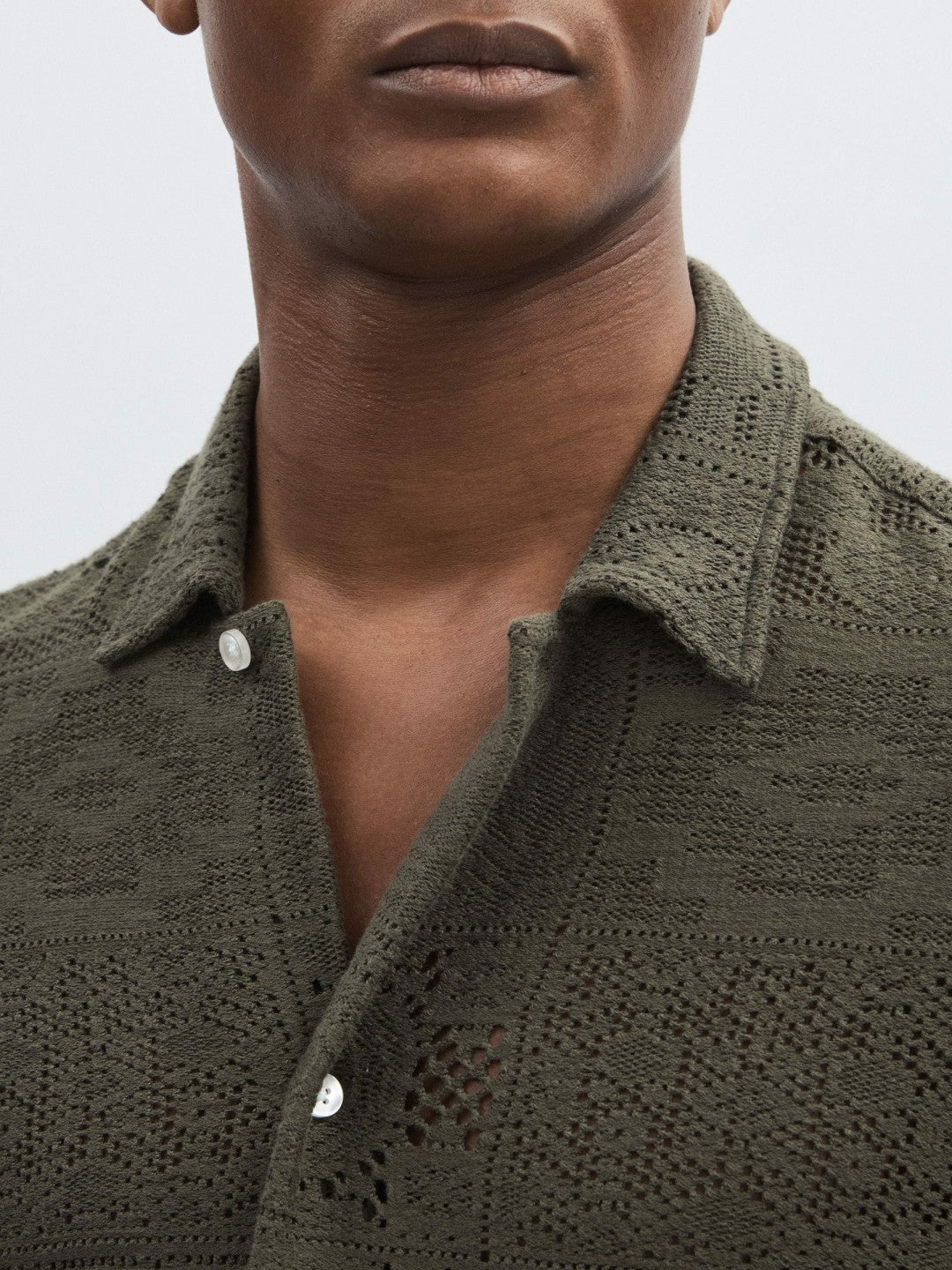 Les Deux Blend Lace Shirt Olive Green | Mens