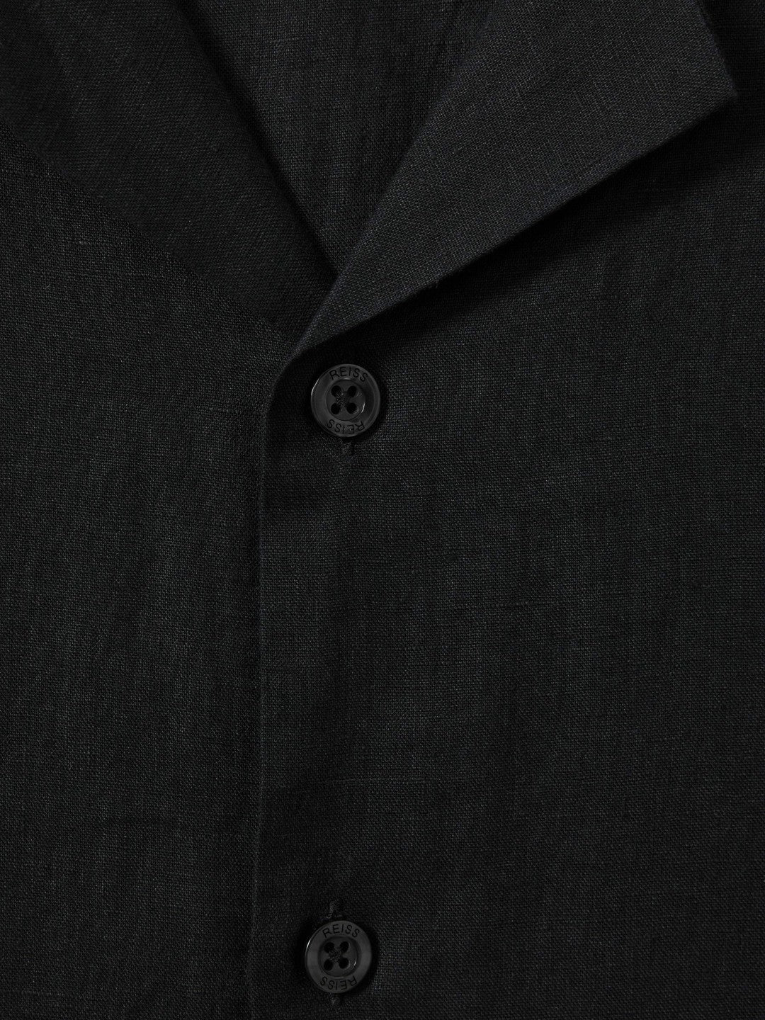 Linen Cuban-Collar Shirt Black | Mens