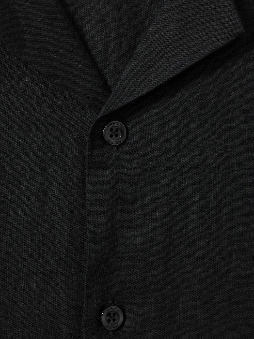 Linen Cuban-Collar Shirt Black | Mens