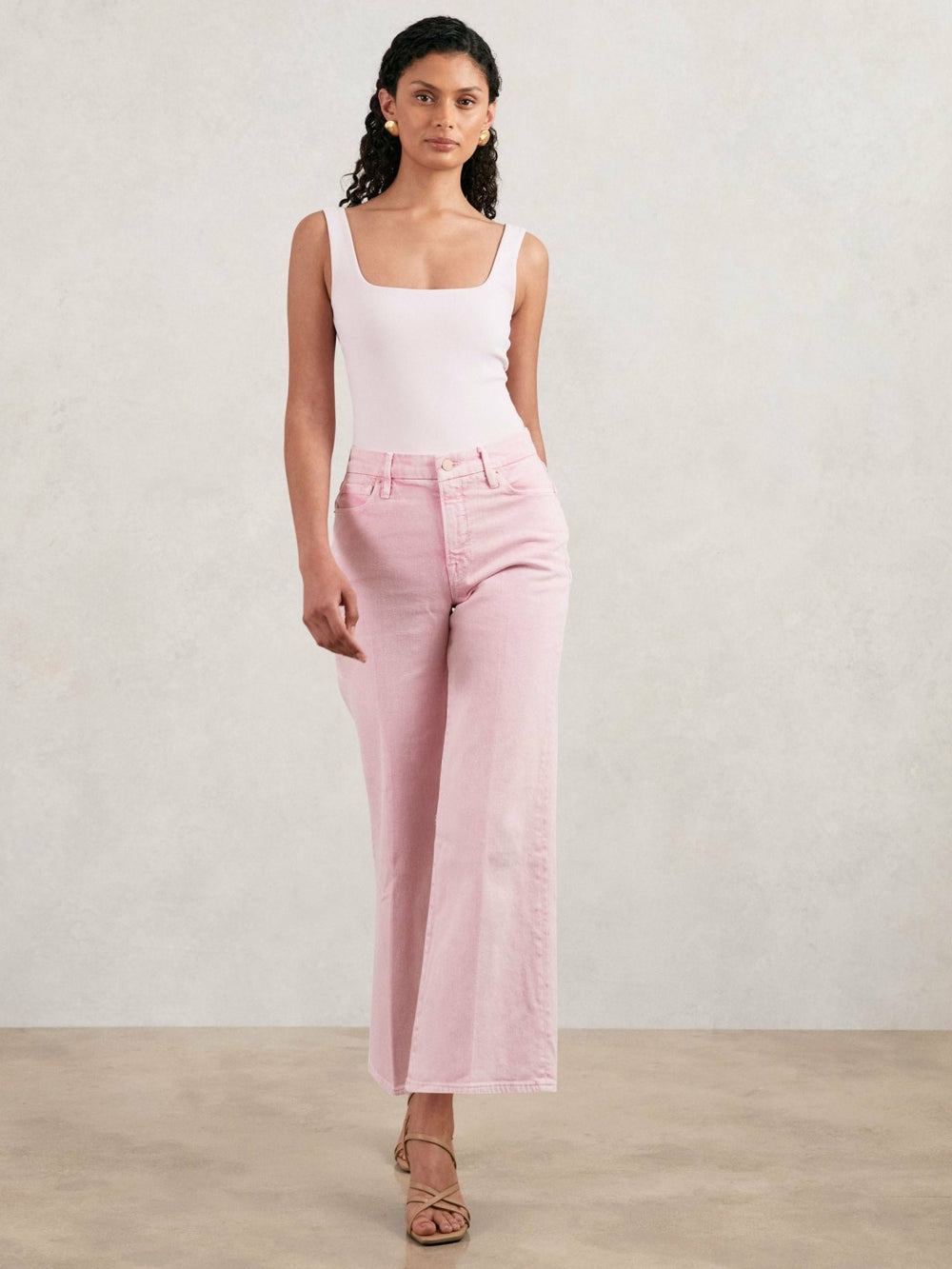 Cropped Palazzo Jeans Rose Pink | Womens
