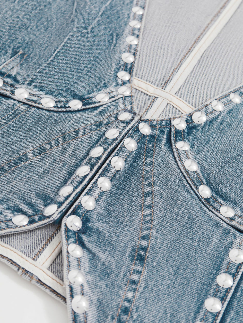 Studded Denim Vest Indigo Blue | Womens