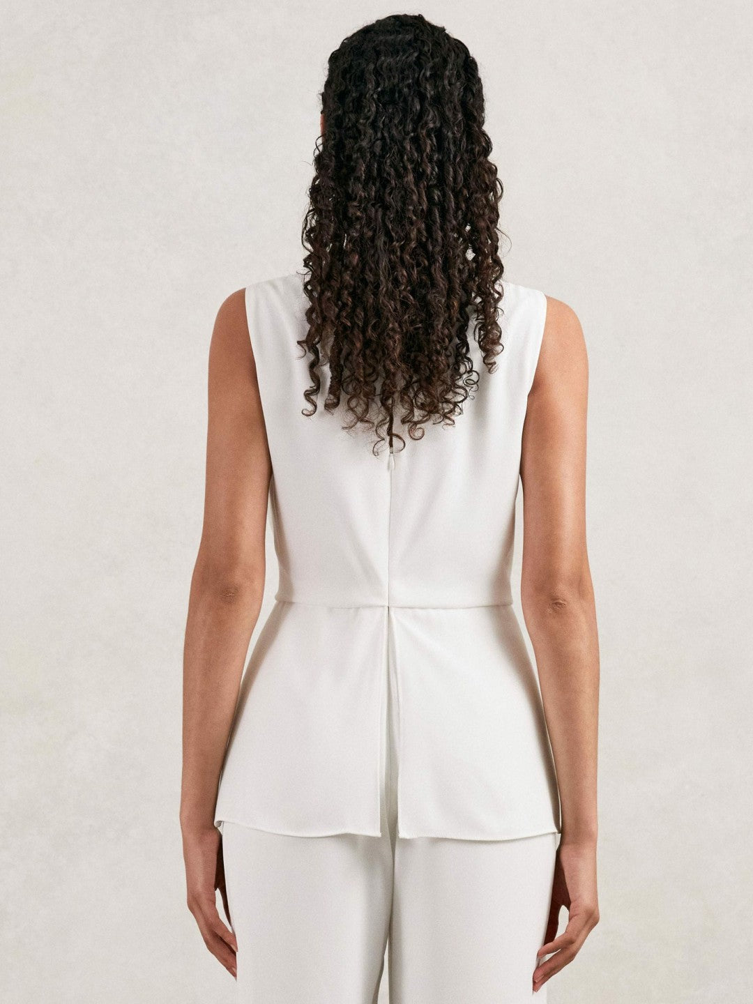 Halston Crepe Wide Leg Jumpsuit Ivory | Womens