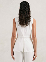 Halston Crepe Wide Leg Jumpsuit Ivory | Womens