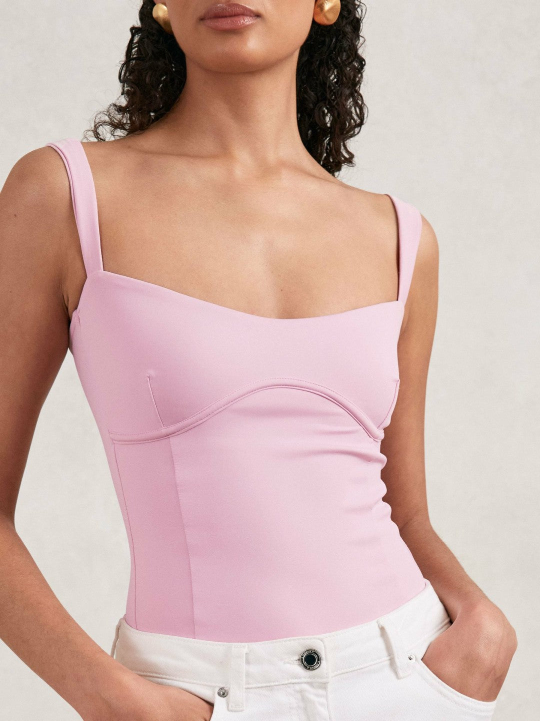 Good American Scuba Sweetheart Bodysuit Light Pink | Womens