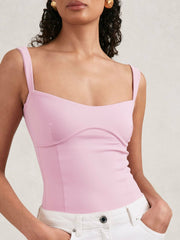 Good American Scuba Sweetheart Bodysuit Light Pink | Womens