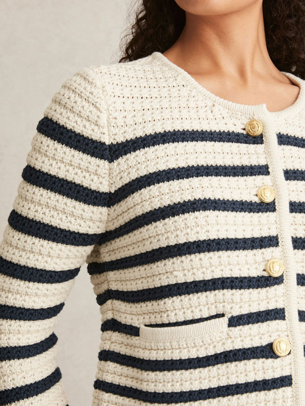 Paige Ivory Textured Knit Stripe Cardigan Ivory | Womens