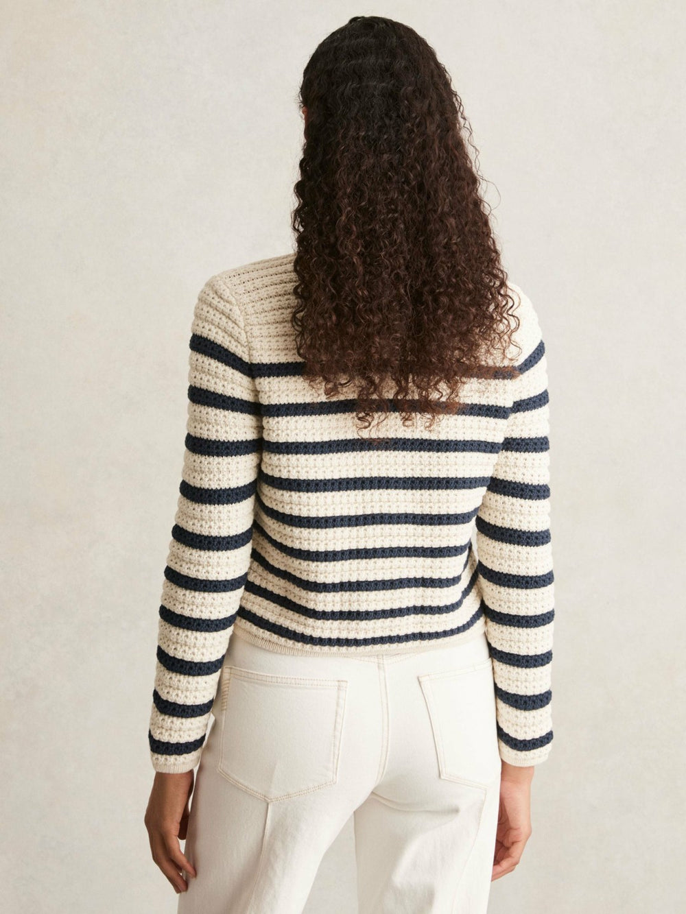 Paige Ivory Textured Knit Stripe Cardigan Ivory | Womens