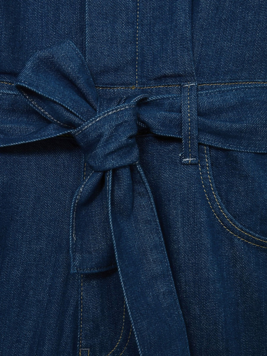 Paige Maraya Blue Wide Leg Belted Denim Jumpsuit Maraya Blue | Womens