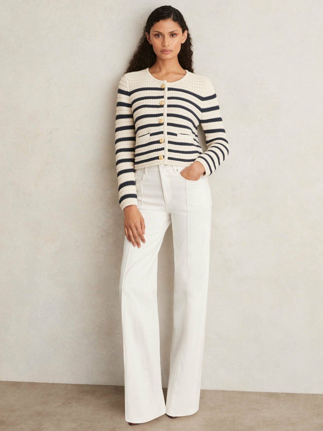Paige Ecru Wide Leg Pintuck Jeans Ecru | Womens