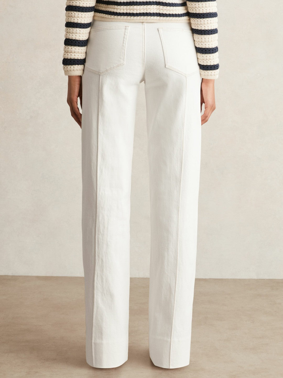 Paige Ecru Wide Leg Pintuck Jeans Ecru | Womens