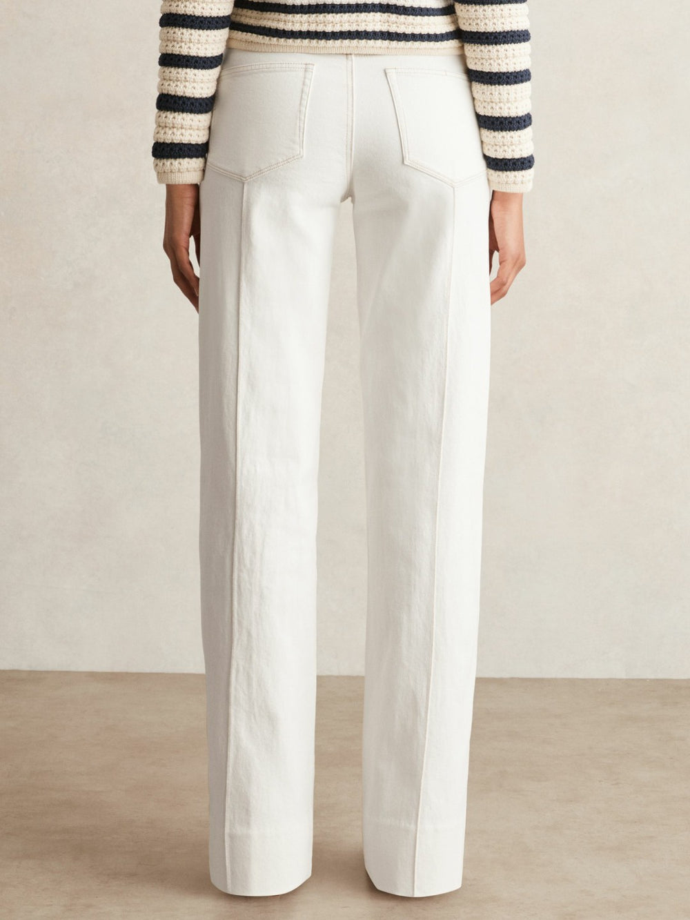 Paige Ecru Wide Leg Pintuck Jeans Ecru | Womens