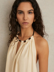 Halterneck Beach Cover-Up Swing Dress Cream | Womens