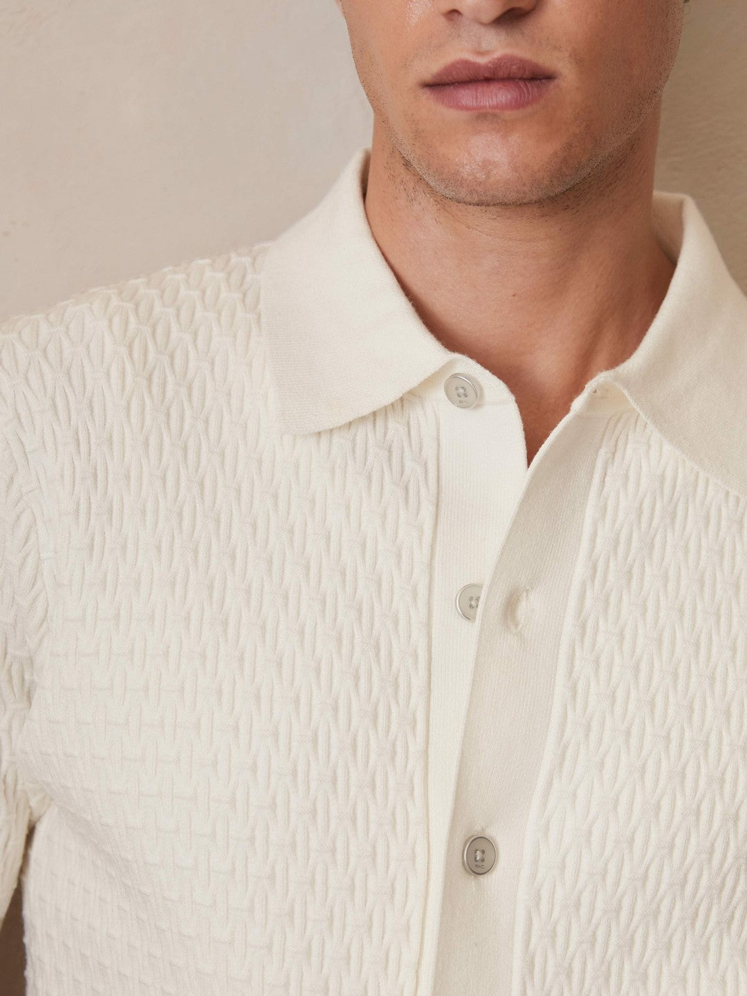 | Ché Textured Cuff-Trim Shirt White | Mens
