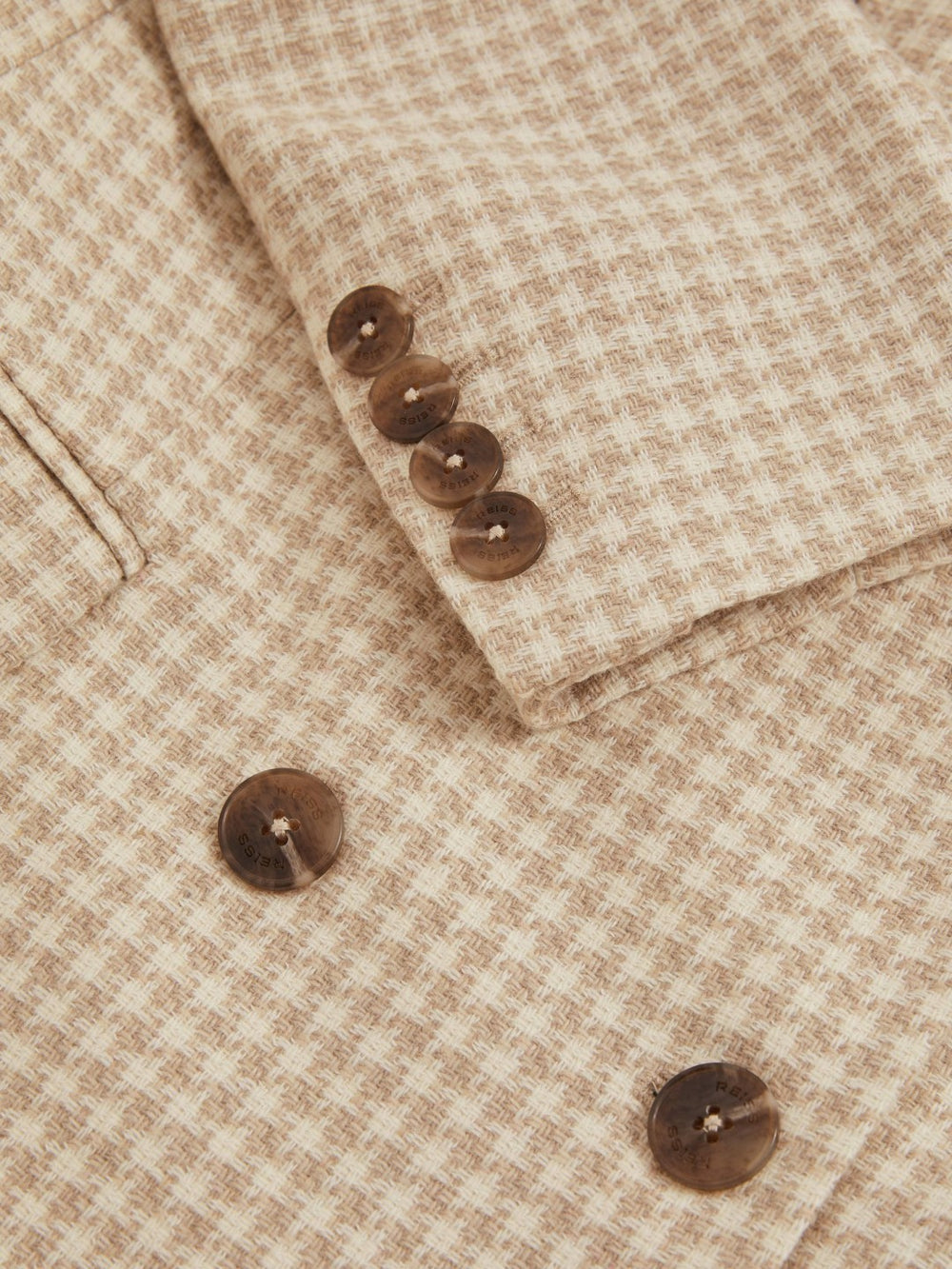 Double Breasted Check Blazer With Wool Neutral Check | Womens